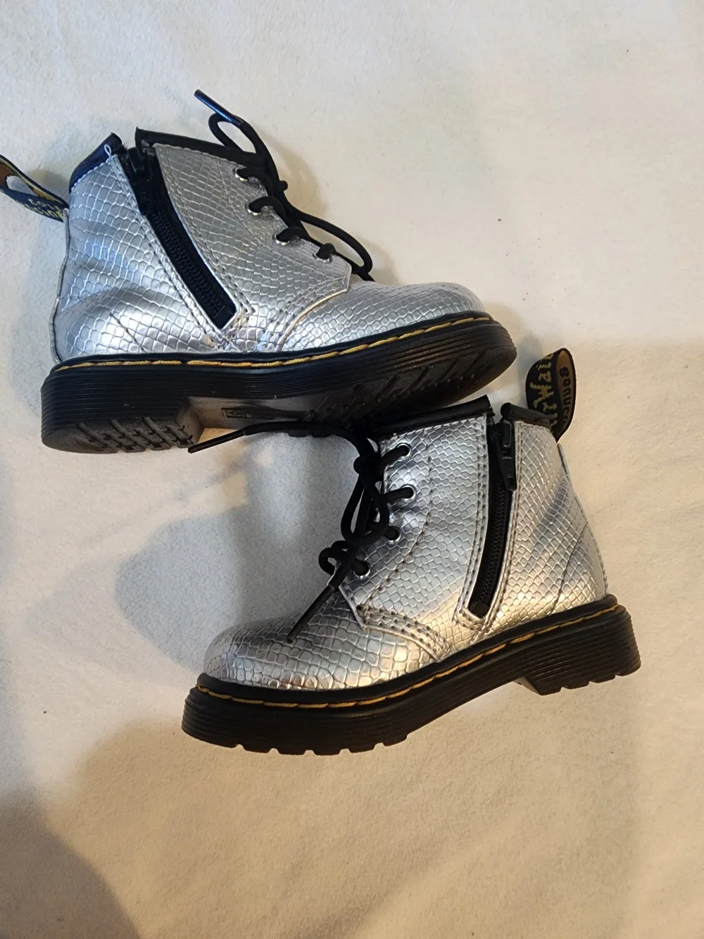 Doc Martens Silver Metallic Toddler Boots 6